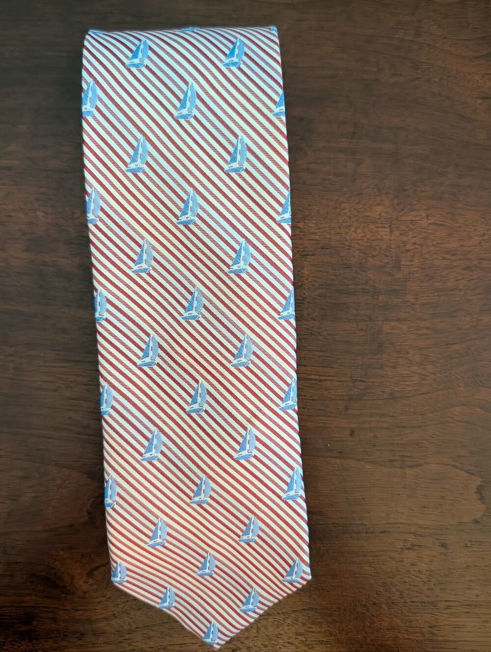 Sailboat Seersucker Neck Tie in Channel Marker Red by Southern Tide Long 62"